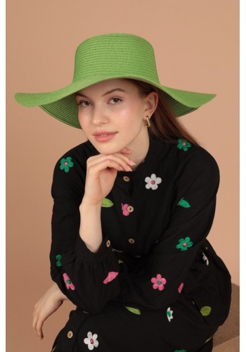 Hasır Kadın Şapka-Yeşil