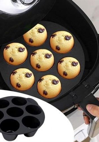 7 Gözlü Silikon Çok Amaçlı Airfryer Muffin Cupcake Kek ve Çörek Pişirme Kalıbı