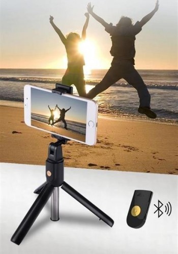 Sabitlenebilir Cep Telefon Tutucu  Ayarlanabilir Taşınabilir 3 Ayaklı Tripod Selfie Çubuğu