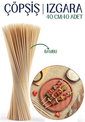 ModaCar Izgara Çöp Şiş Çubukları 40 cm Bambu 40 Adet