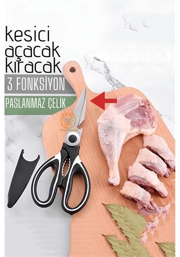 ModaCar Tavuk Makası Çelik Mutfak Makası Açacak Kıracak Kesici Özelik