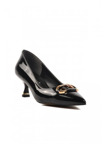 Aspor Siyah Rugan Kadın Topuklu Ayakkabı