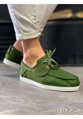 Erkek  Mevsimlik Keten Ayakkabı Yeşil
