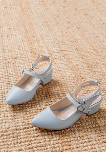 Mavi Alçak Topuklu Kadın Ayakkabı