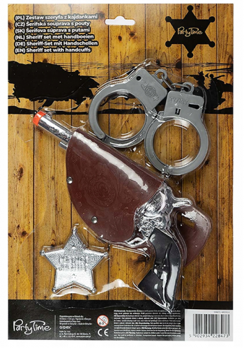Gösteriler İçin Kovboy Sheriff Tabancası Kelepçesi Ve Rozet Kostüm Seti 3 Parça