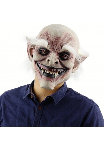 Korku Zombi Maskesi Beyaz Saçlı Kaşlı Lateks Vampir Maskesi Et Maske