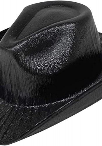 Neon Hologramlı Kovboy Model Parti şapkası Siyah Yetişkin 39x36x14 Cm