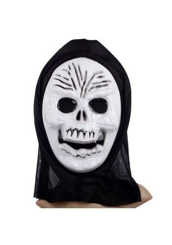 Plastik Kafatası Maskesi - Kapişonlu İskelet Maskesi 27x20 Cm