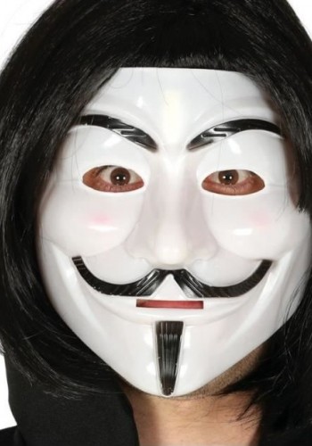 Siyah Renk Takma Kısa Saç Ve V For Vendetta Maskesi Anonymous Maskesi