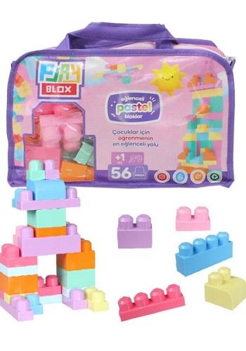 2915 Play Blox Pastel Blok Yapı Oyuncakları 56 Parça ,Saklama Çantalı ,1 Yaş ve Üzeri