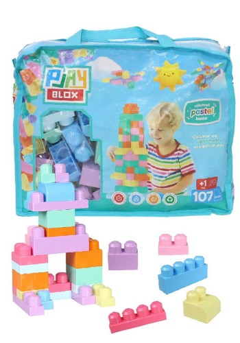 2977 Play Blox Pastel Blok Yapı Oyuncakları 107 Parça ,Saklama Çantalı ,1 Yaş ve Üzeri