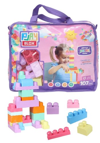 2977 Play Blox Pastel Blok Yapı Oyuncakları 107 Parça ,Saklama Çantalı ,1 Yaş ve Üzeri