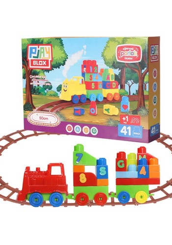 Play Blox Oyuncak Tren Seti 41 Parça Sayılar ve Alfabe Treni Parlak Renkler Mega Blok Seti 2403