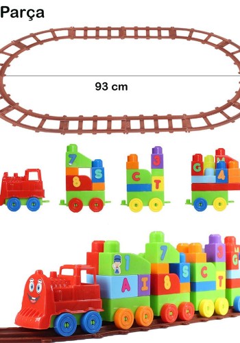 Play Blox Oyuncak Tren Seti 77 Parça Sayılar ve Alfabe Treni Parlak Renkler Mega Blok Seti