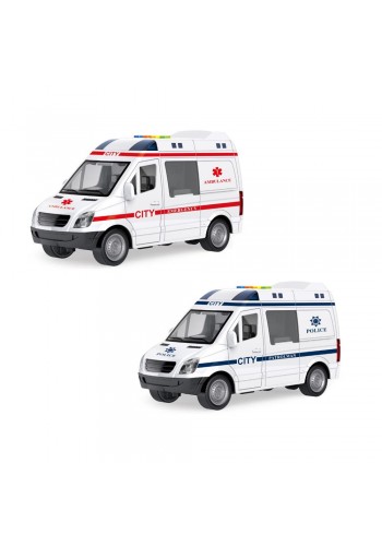 1:16 Sürtmeli Sesli Işıklı Ambulans Ve Polis Arabası