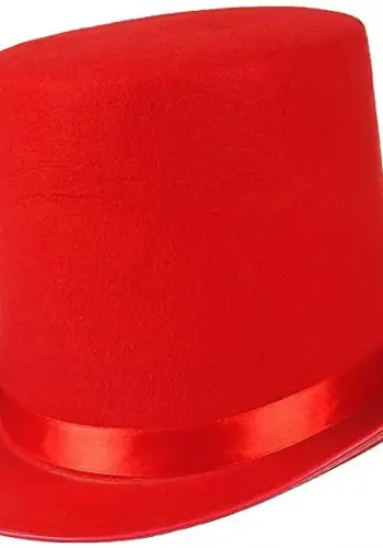 Yetişkinler İçin Kırmızı Renk Ringmaster Sihirbaz şapkası Fötr şapka 15 Cm